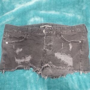 Express Black Distressed Jean Shorts